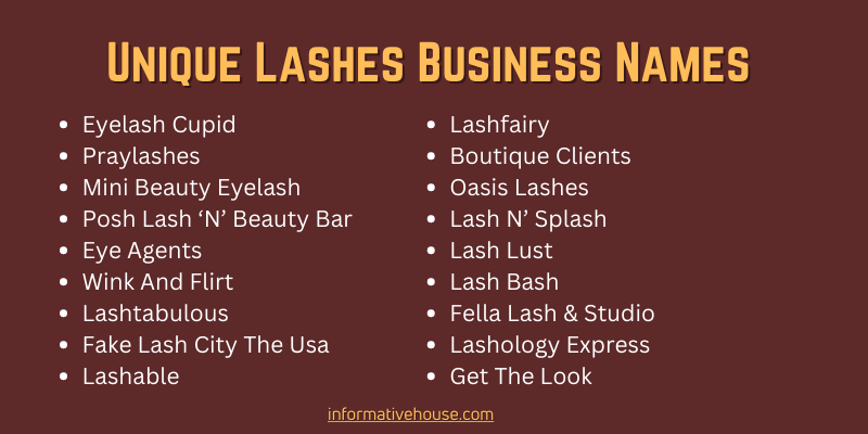 Unique Lashes Business Names