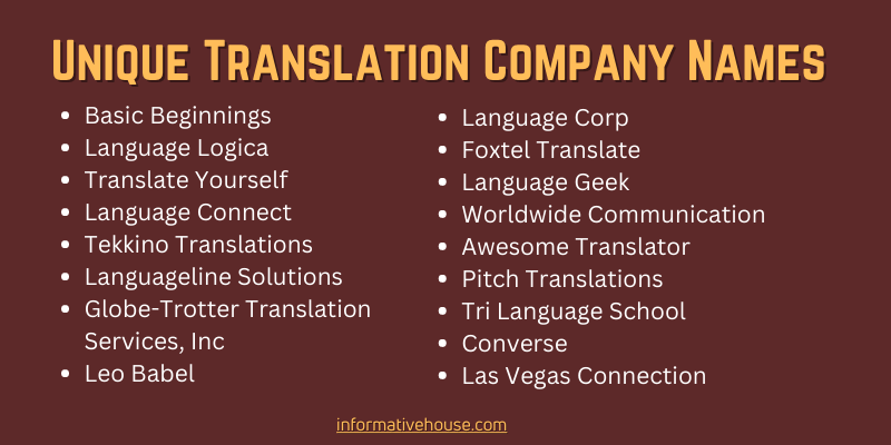 Unique Translation Company Names