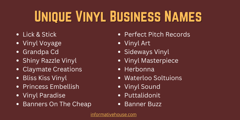 Unique Vinyl Business Names