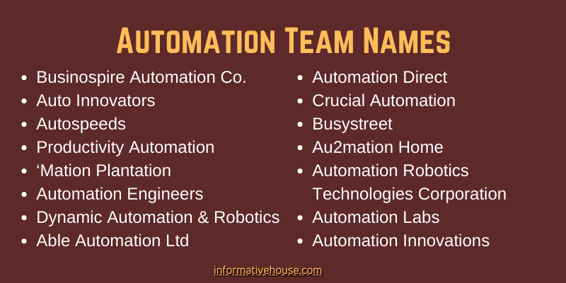 Automation Team Names