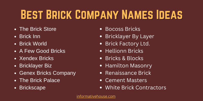 Best Brick Company Names Ideas