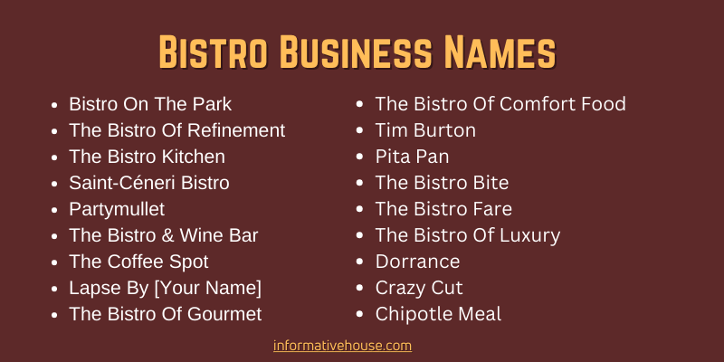 Bistro Business Names