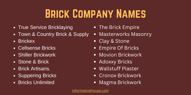 Brick Company Names