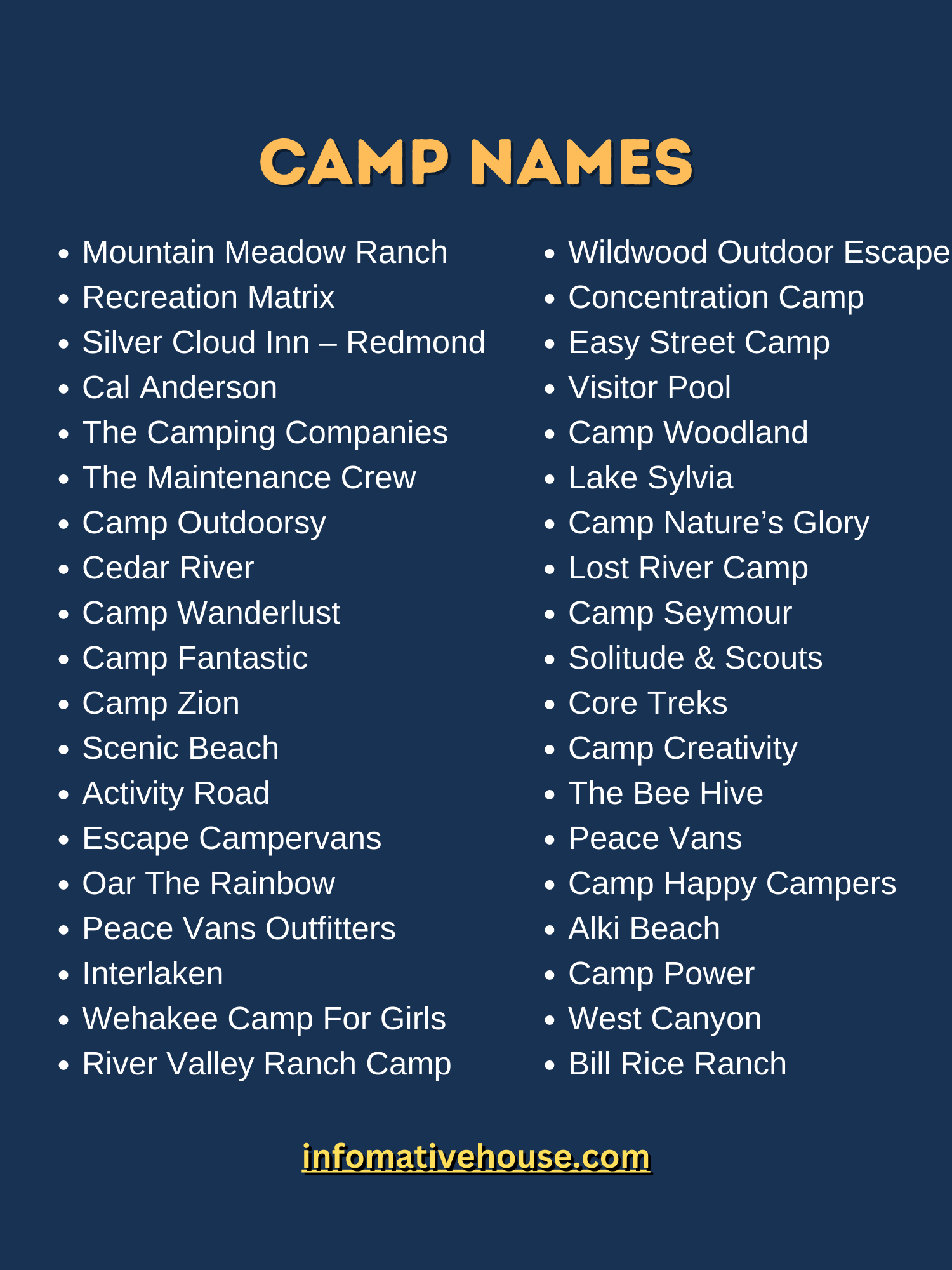 Camp Names Ideas