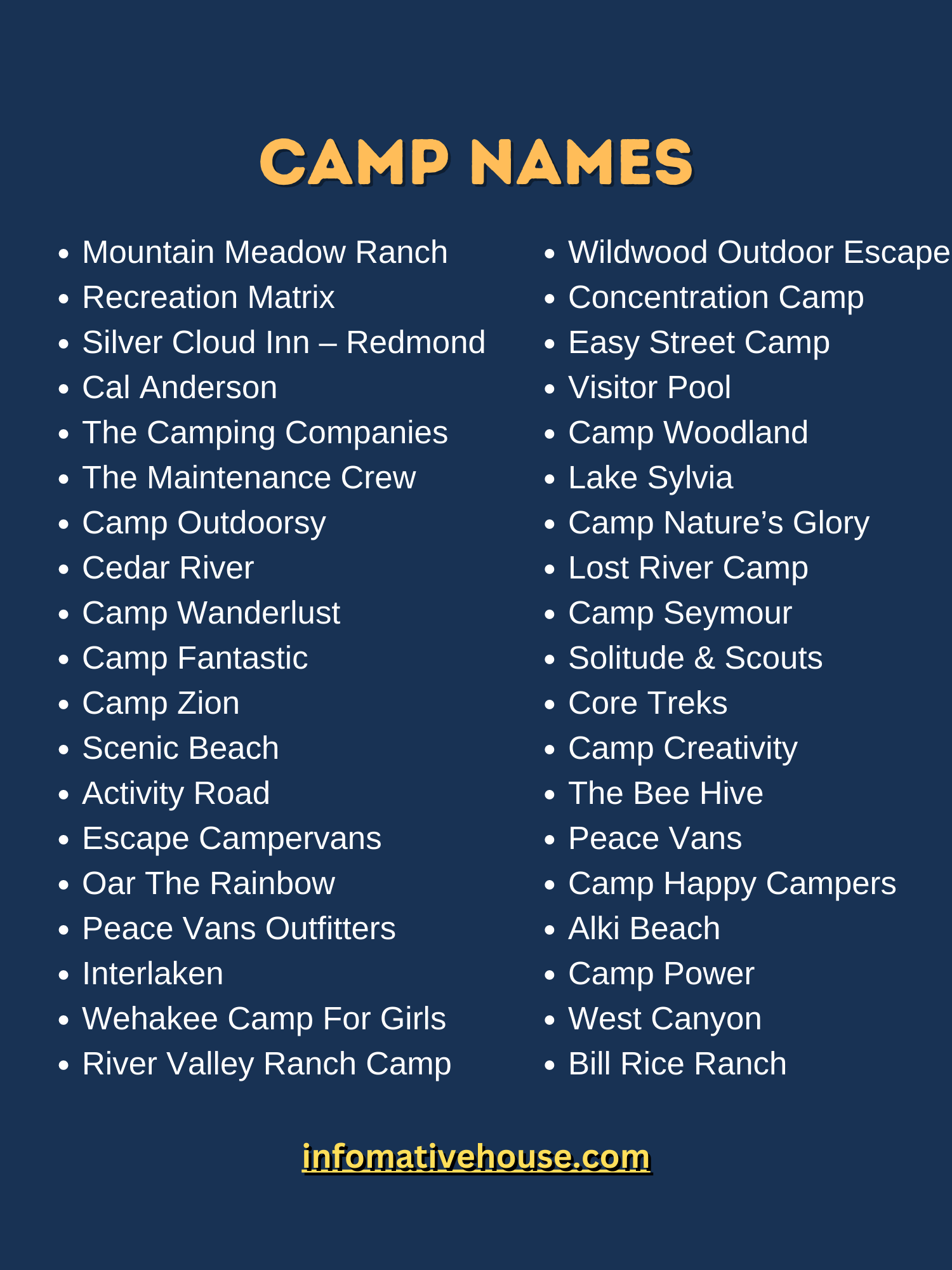 399 The Most Catchy Fun Summer Camp Names Ideas Informative House