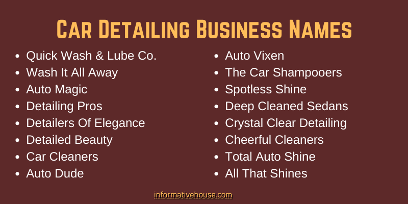 Car Detailing Business Names