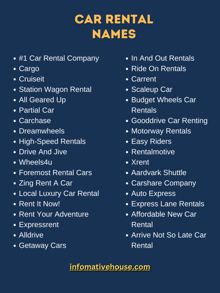 Catchy Car Rental Names