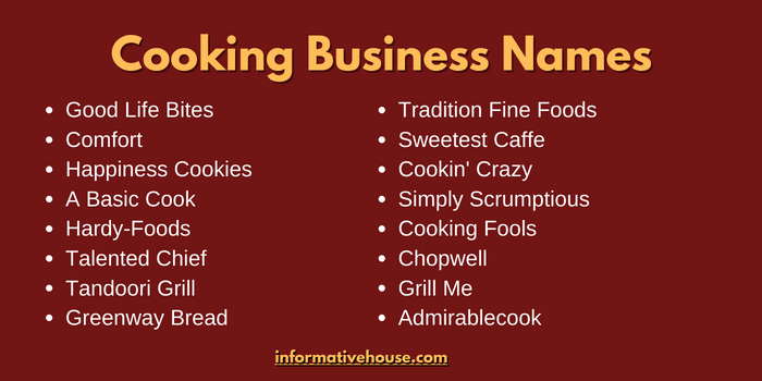 399 The Most Cute And Funny Cooking Business Names Informative House