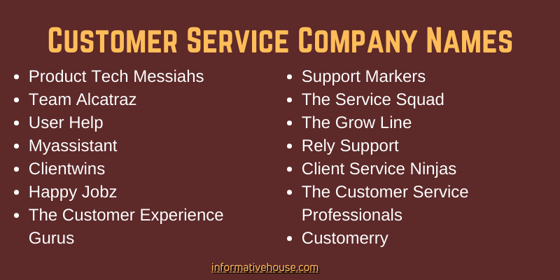 Customer Service Company Names