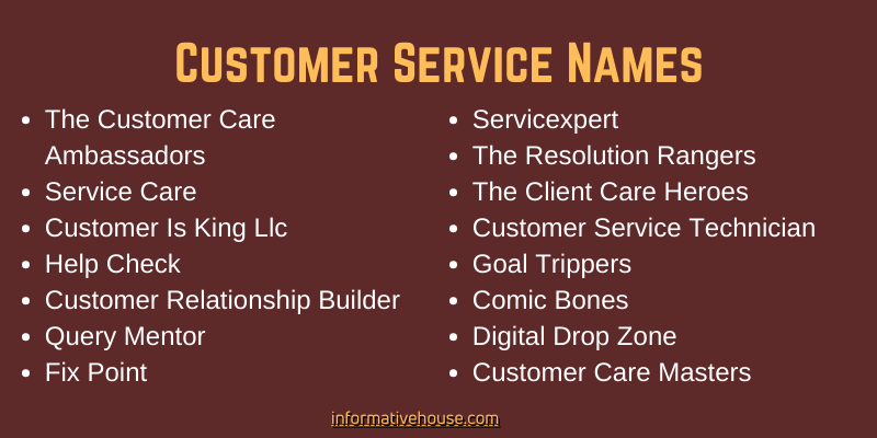 Customer Service Names