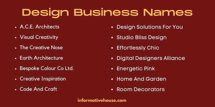 399 The Most Creative Design Business Names For Graphics And Interior