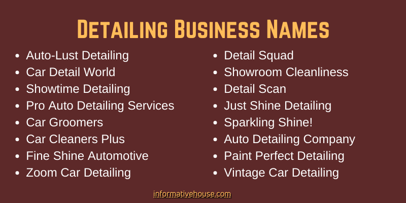 Detailing Business Names