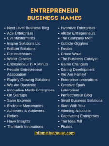 399+ The Most Creative And Amazing Entrepreneur Business Names ...