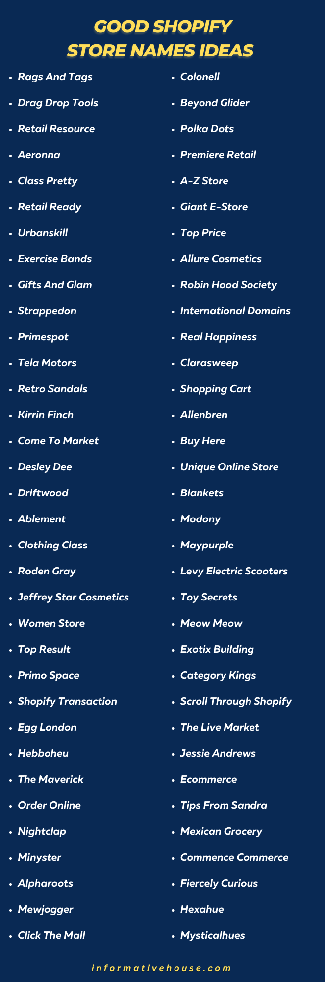 Good Shopify Store Names