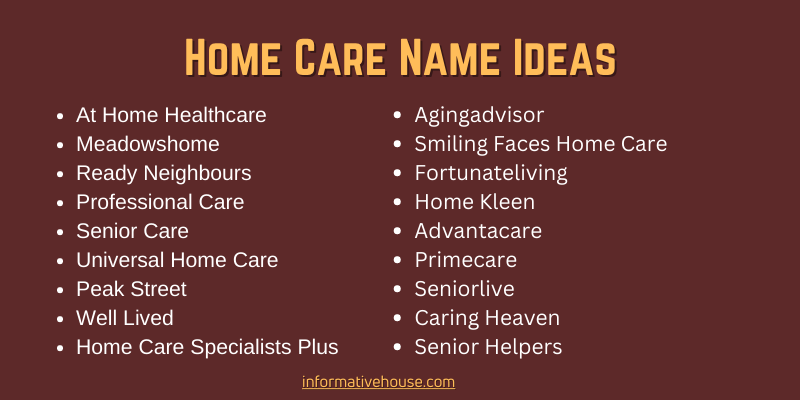Home Care Name Ideas