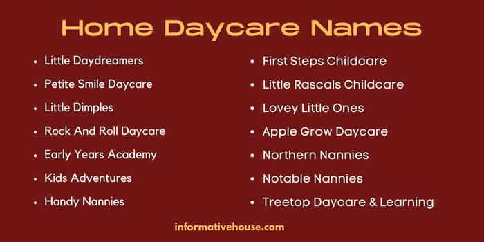 Home Daycare Names