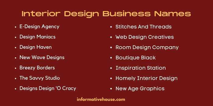 Interior Design Business Names 
