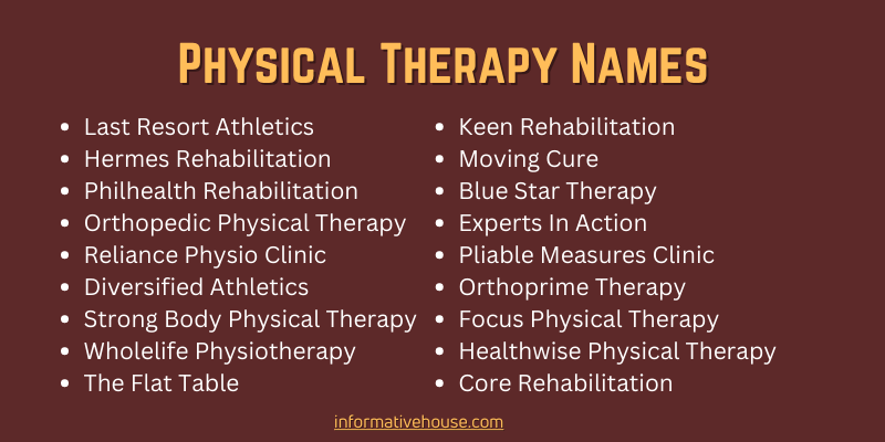 Physical Therapy Names