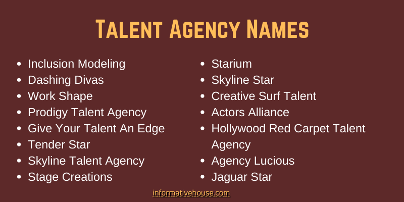 499 The Most Stunning Talent Agency Names Ideas Informative House