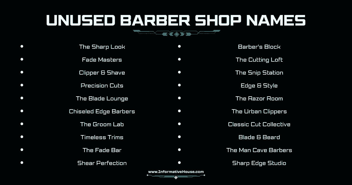 Unused Barber Shop Names