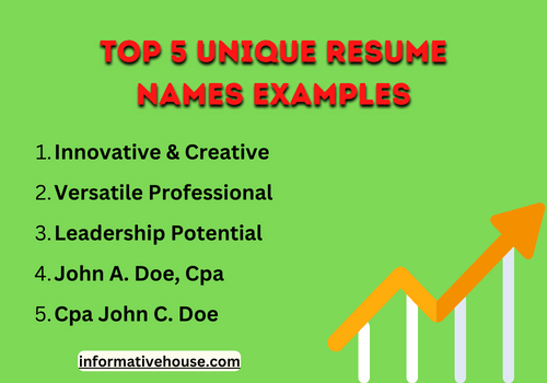 top 5 unique Resume Names Examples