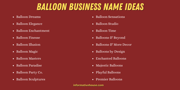 Balloon Business Name Ideas
