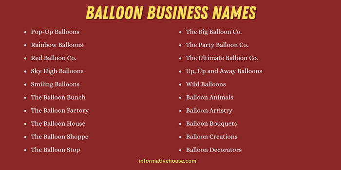 Best Balloon Business Names
