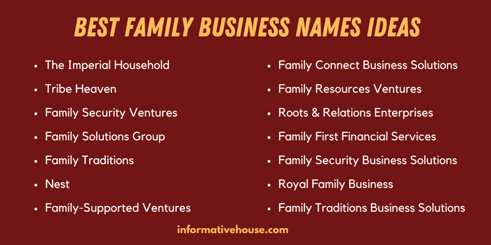 Best Family Business Names Ideas