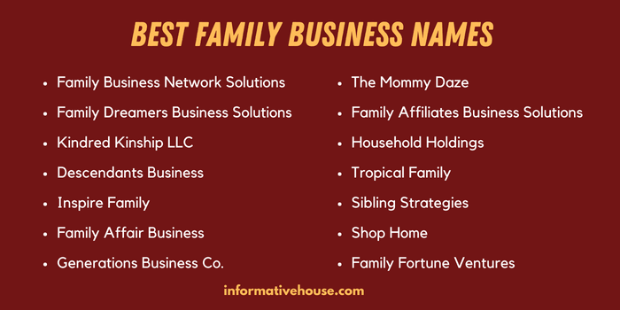 Best Family Business Names