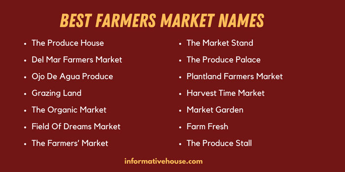 Best Farmers Market Names