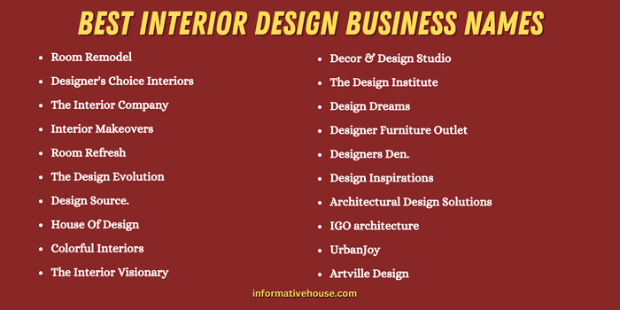 Best Interior Design Business Names 