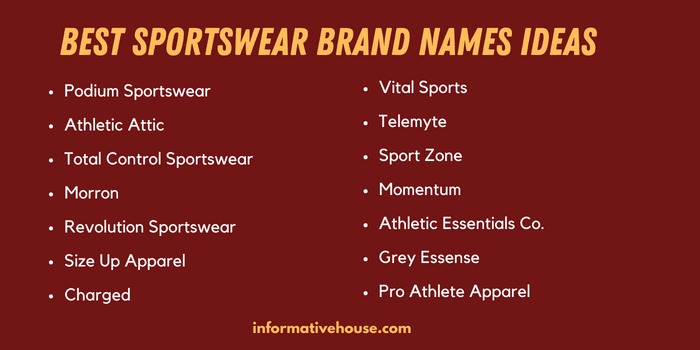 Best Sportswear Brand Names Ideas