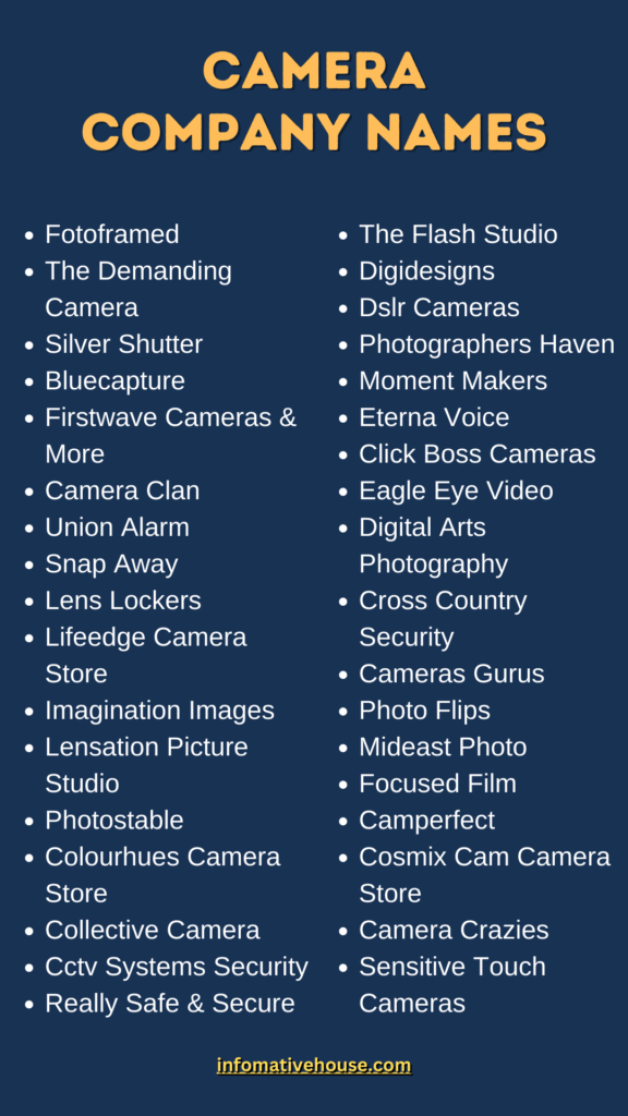 399+ The Most Amazing & Usable Camera Company Names Ideas Informative