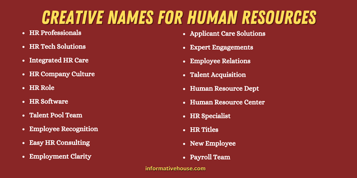 Creative Names For Human Resources