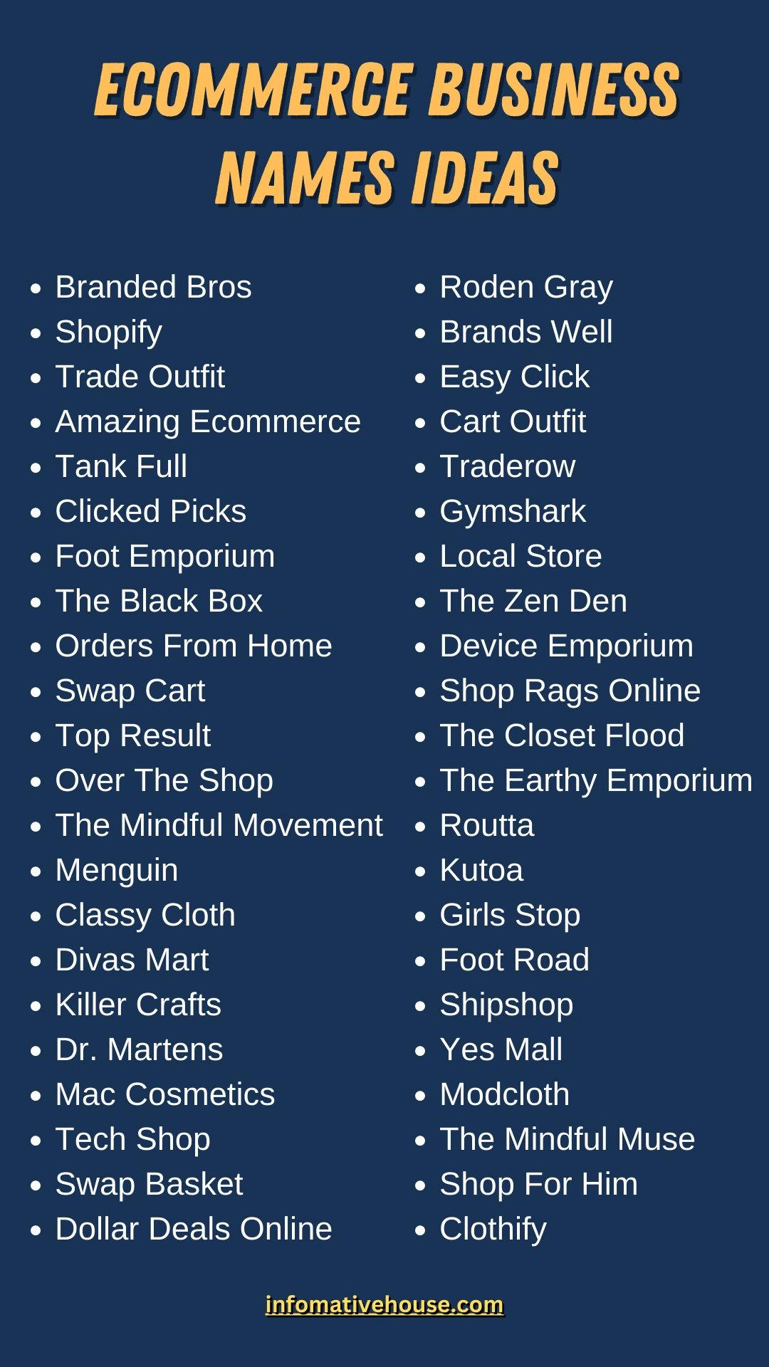 Ecommerce Business Names Ideas