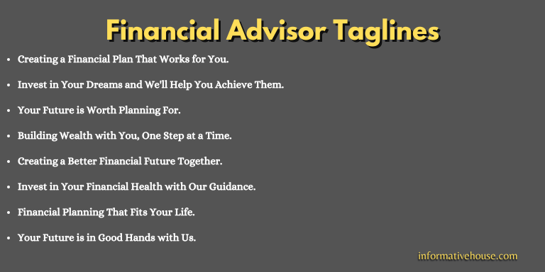 Financial Advisor Taglines