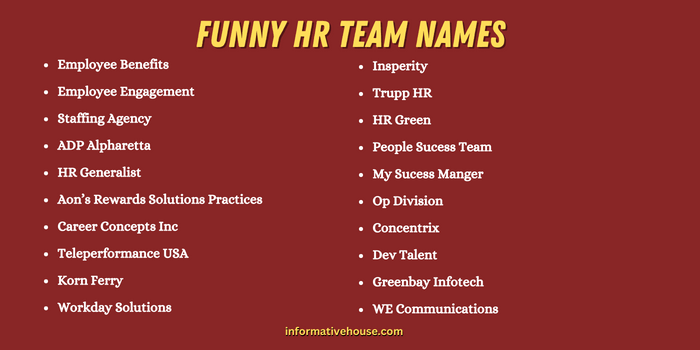 Funny Hr Team Names