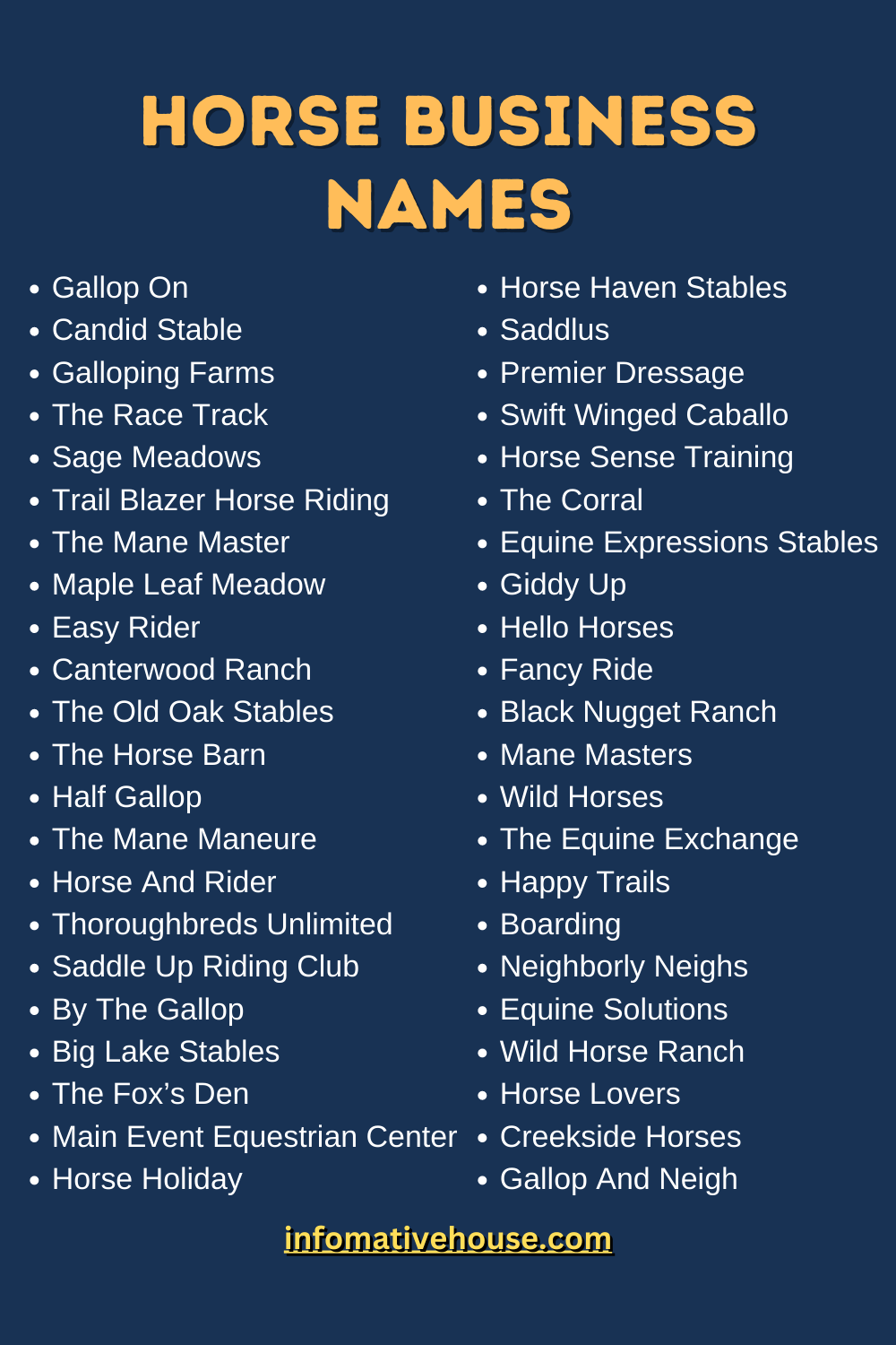 Horse Business Names