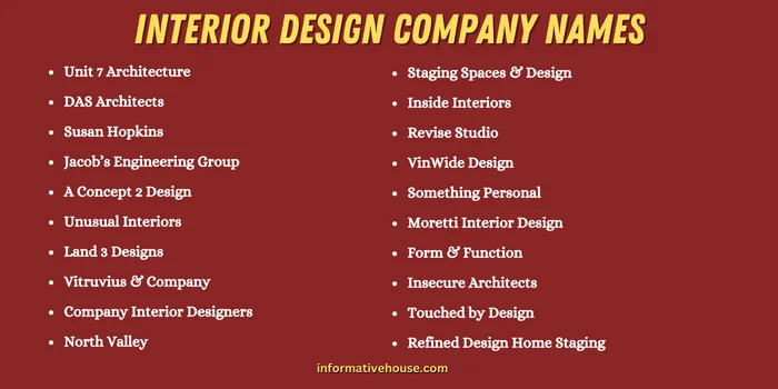 Interior Design Company Names