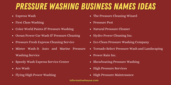 Pressure Washing Business Names Ideas