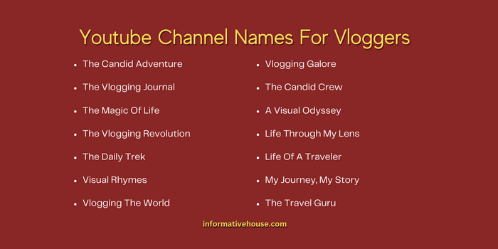 Youtube Channel Names For Vloggers
