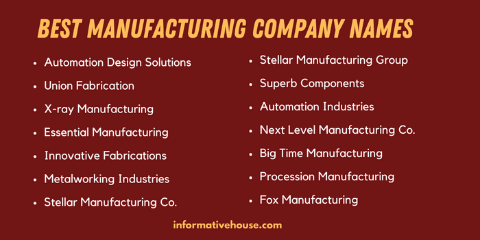 best manufacturing company names
