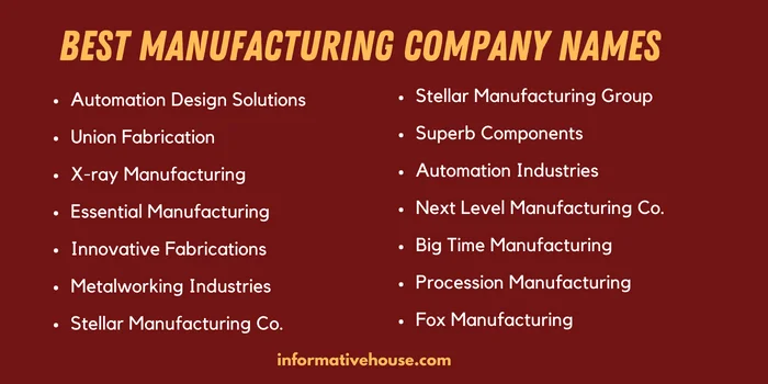 best manufacturing company names
