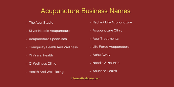 Acupuncture Business Names