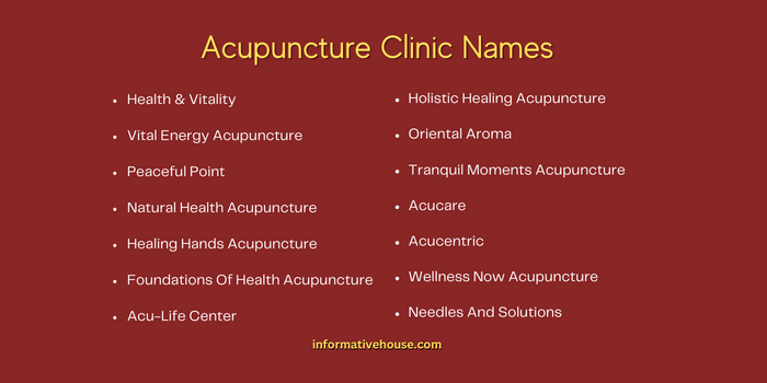 Acupuncture Clinic Names