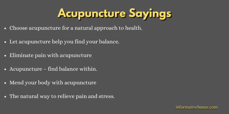 Acupuncture Sayings
