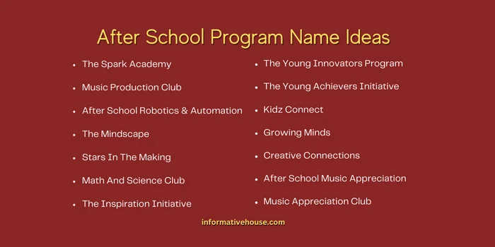 After School Program Name Ideas