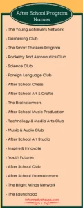 After School Program Names
