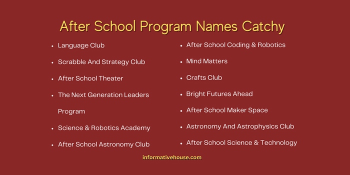 After School Program Names Catchy