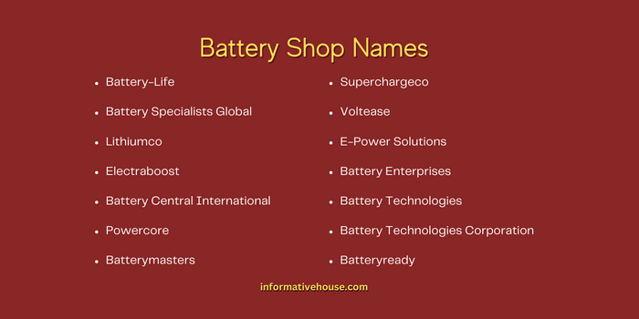 Battery Shop Names